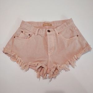Emmer & Oat Pink Denim Jean Cut Off Shorts Small